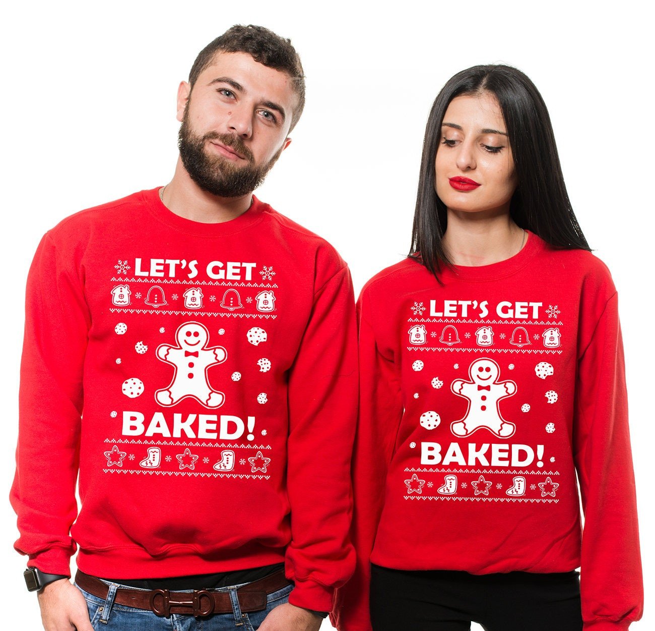 Couple Shirts Gingerbread Funny Let’S Get Baked Matching Couple, Valentine Gifts, Christmas Gift Graphic Unisex T Shirt, Sweatshirt, Hoodie Size S – 5Xl