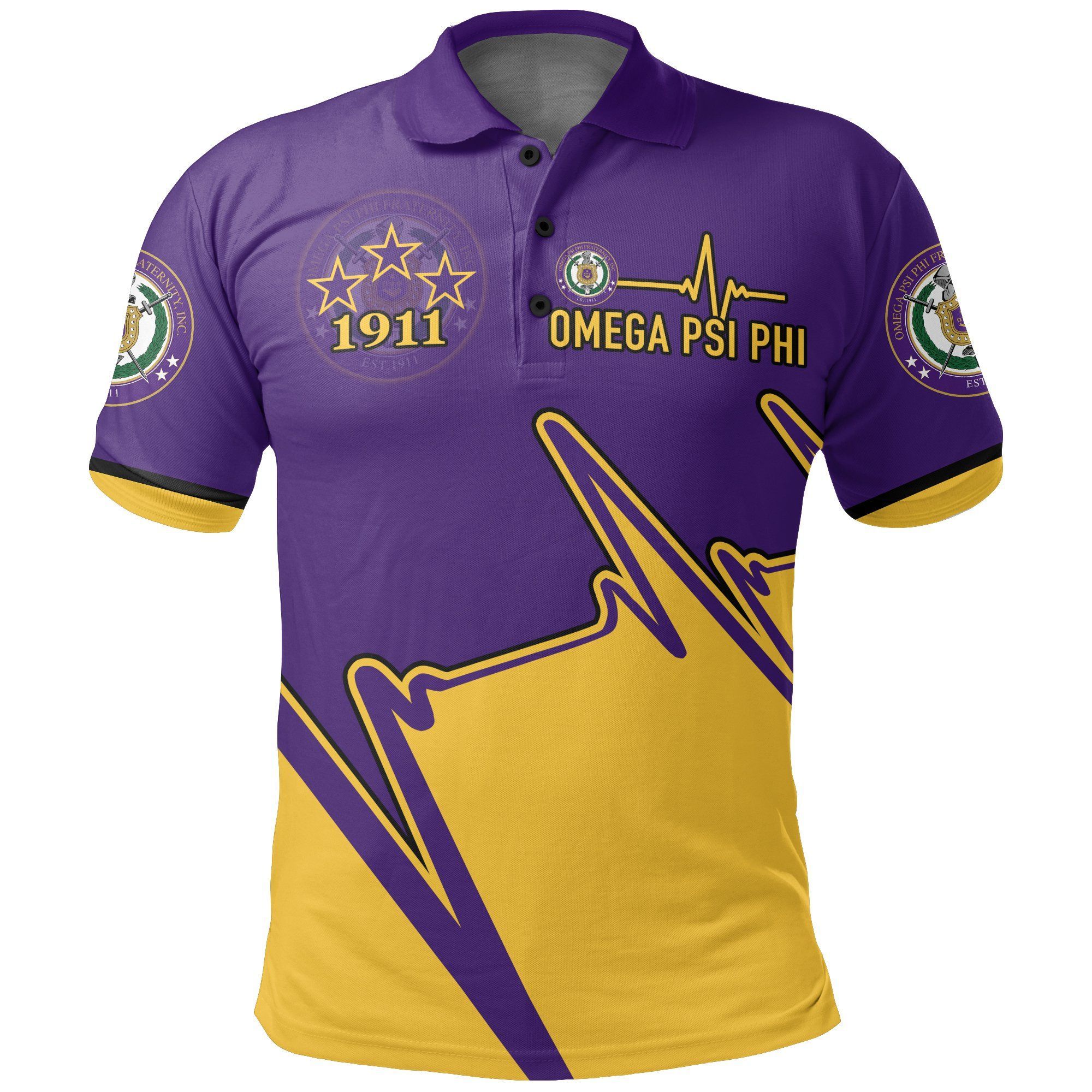 Greek Life Polo Shirt – Personalised Heartbeat Omega Psi Phi Polo Shirt J5