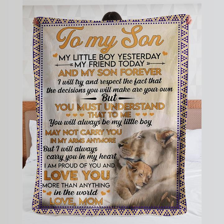 To My Son, Gift For Son From Mom, Birthday Gift For Son, To My Son Lion Fleece Blanket