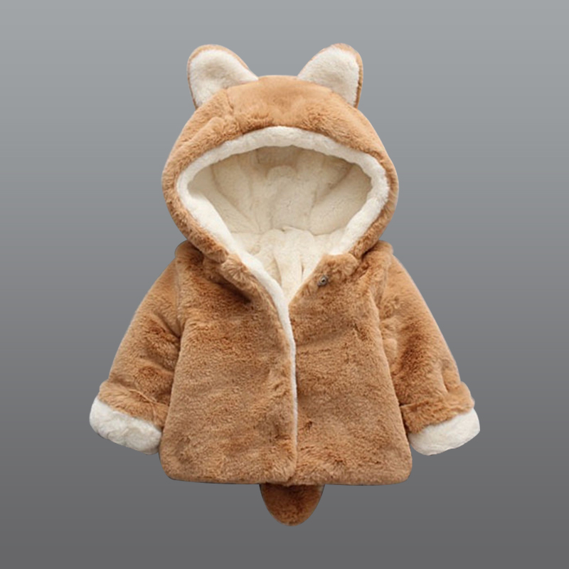 MudiPanda Baby Girl Clothes Winter Cute Rabbit Hooded Outwear Children’S Wool Sweater Plus Velvet Thick Warm Plush Baby Jacket alx