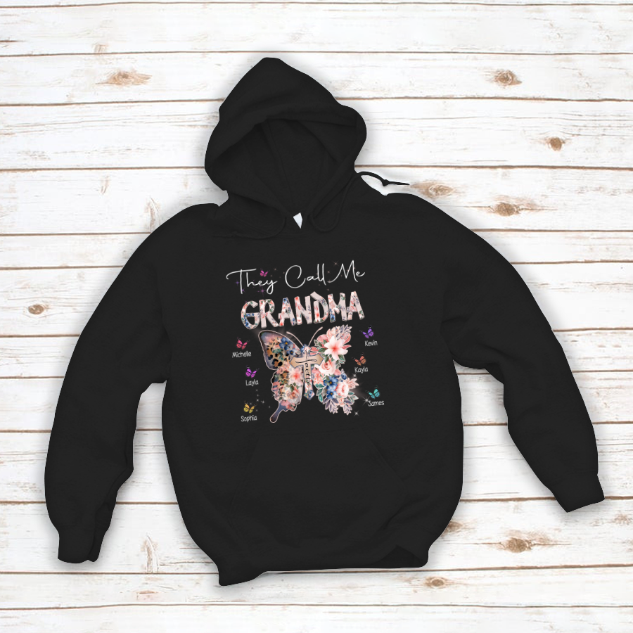 They Call Me Grandma Grandkids Butterfly Hoodie