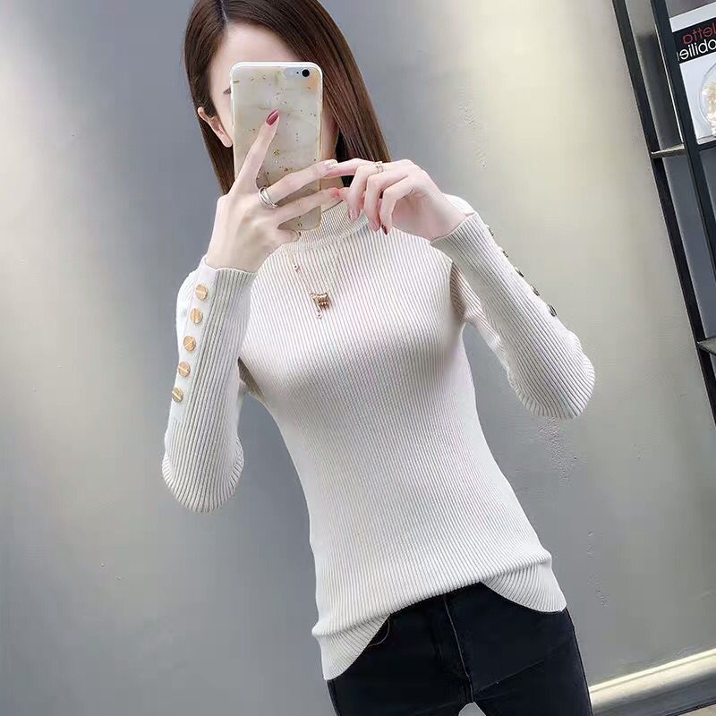 Sweater Women’s Half Turtleneck Pullover 2022 Autumn Winter New Fashion Korean Slim Knitwear All-match Trending Sweater Top alx