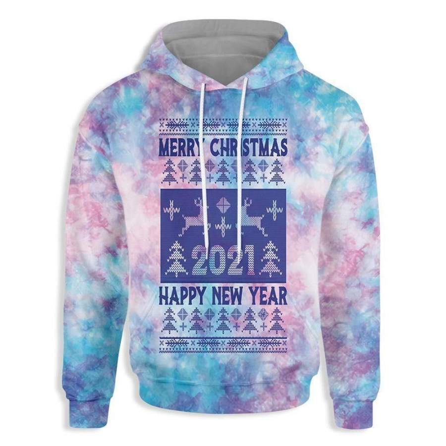 Christmas Santa Claus Pattern Tie Dye Hoodie All Over Print