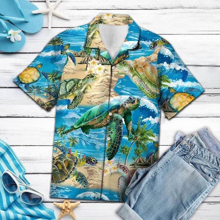 Appealing Turtle Beach Summer Vacation Pattern Hawaii Shirt Ha34128