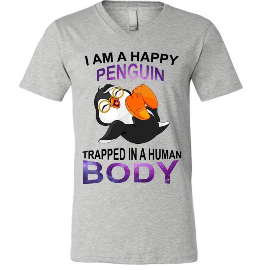 I Am A Happy Penguin Trapped In A Human Body (W) – Canvas Unisex V-Neck Shirt