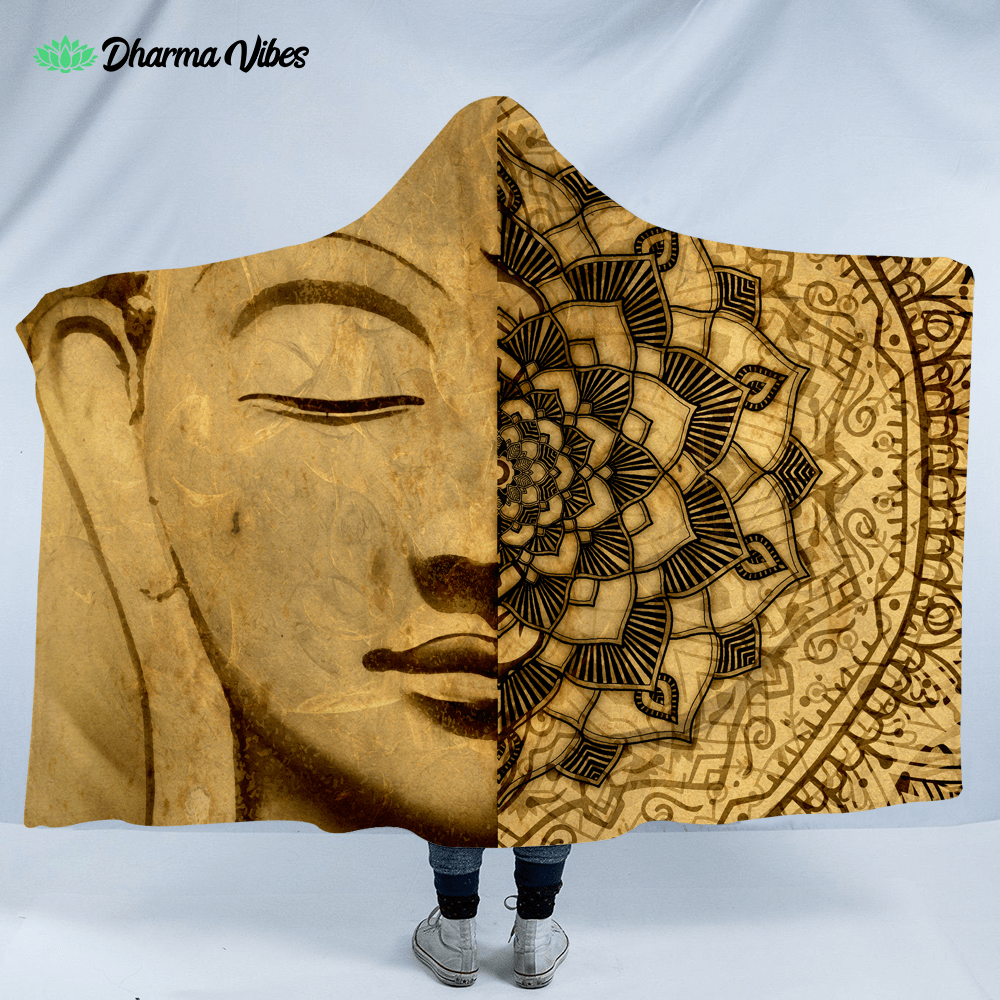 Warm Mandala Budhha By Mcashe Hooded Blanket