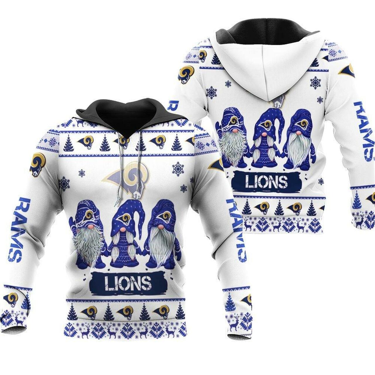 Christmas Gnomes Los Angeles Rams Ugly Christmas 3D Printed Sweatshirt 3D 3D Hoodie Sweater Tshirt Hoodie6580