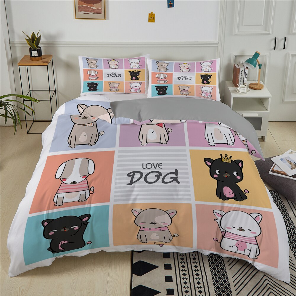 Zeimon Sweet Puppy 3D Bedding Set Kids Girls Kitty White /Duvet Cover Queen King Size And Pillowcase