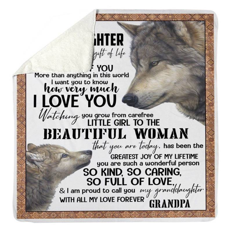 Wolves Grandpa Loves Granddaughter Being So Kind So Caring So Full Of Love Sherpa Blanket