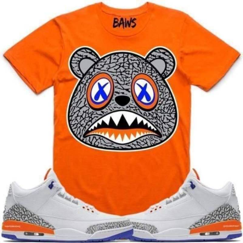 Jordan Retro 3 Knicks Sneaker T Shirt To Match-Elephant Knicks Orange