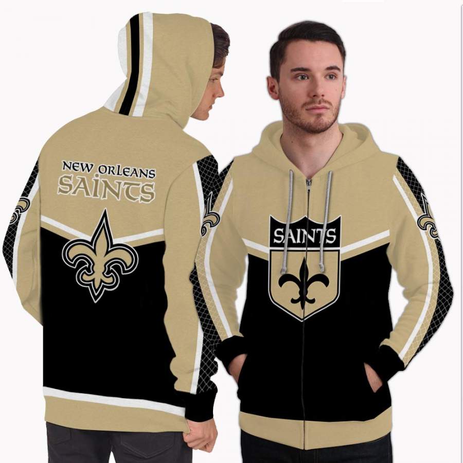 Fashion Gorgeous Fitting New Orleans Saints Zip Hoodie