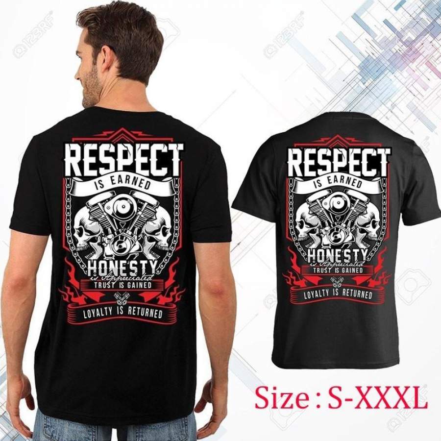 Respect Is Earned T-Shirt Triumph Engine Motorcycle Black T-Shir