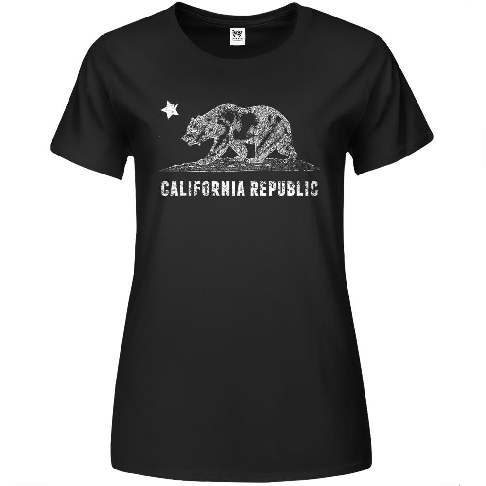 Ca Republic Shirt, Bear & Star Distressed California State1 Premium Womens T Shirts