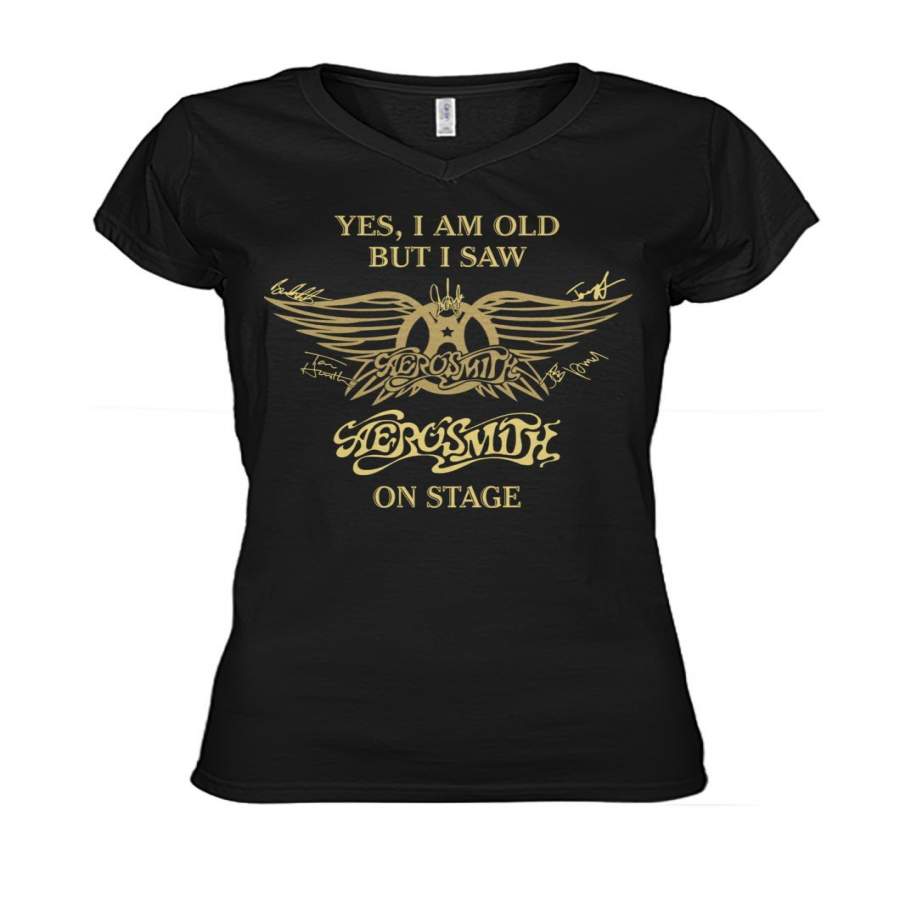 Yes I Am Old But I Saw Aerosmith On Stage Ladies V-Neck