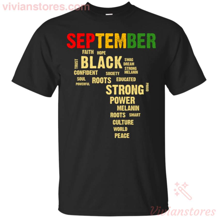 September Black History Month Afro Color Words African Shirt HT01