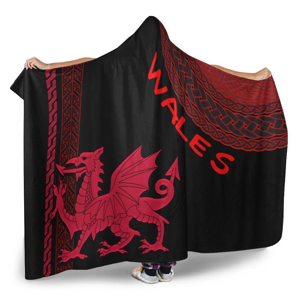 Wales Celtic Hooded Blanket Cymru And Celtic Pattern