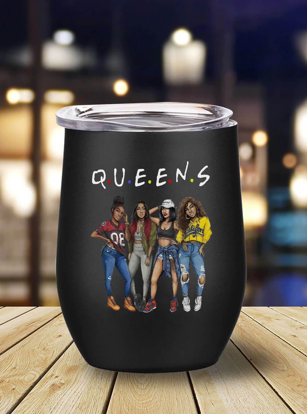 African American Tumbler Afro Girls Queens Stainless Steel Wine Tumbler Mug Black History Month Gift Ideas BPS6260