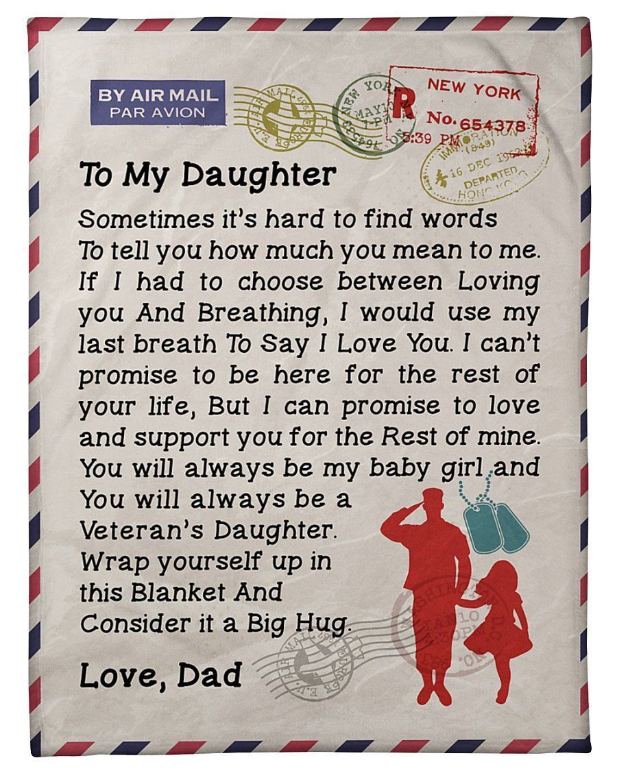 City Barks [Blanket] Gifts For Dad, Dad To Veteran’s Daughter Loving You And Breathing -ZA218