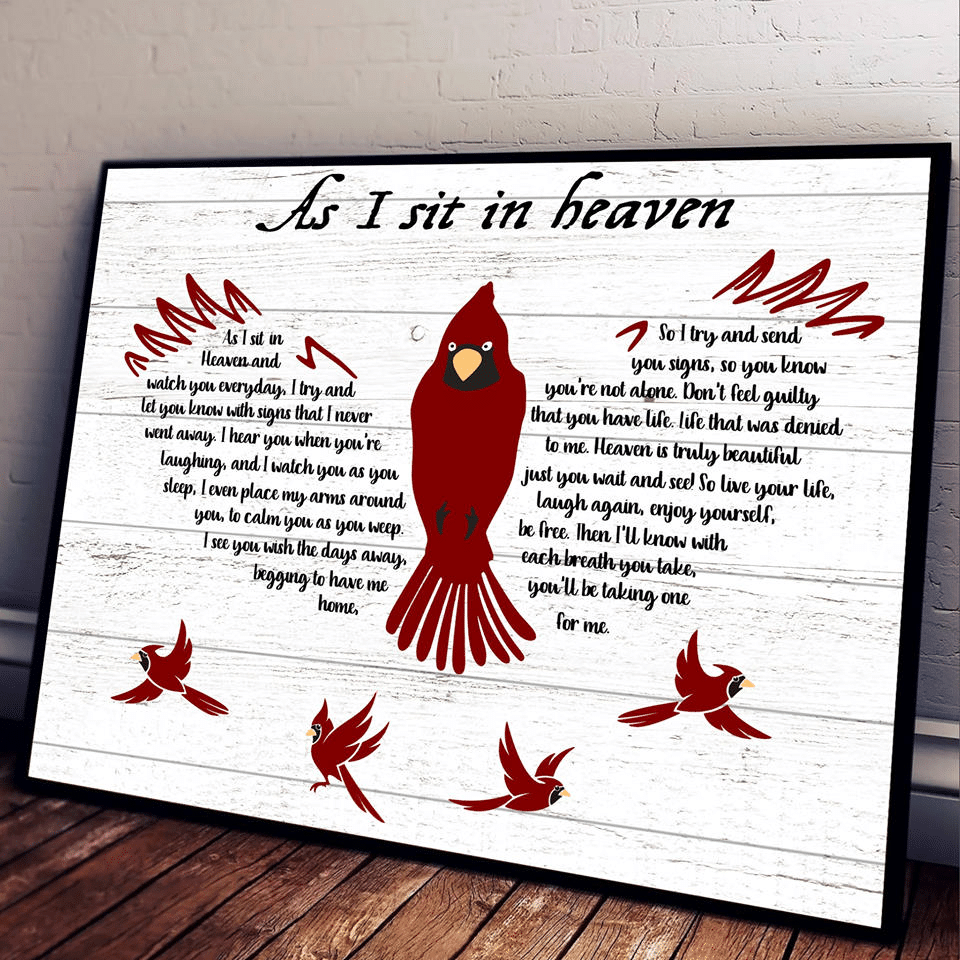 Cardinal As I Sit In Heaven For Men And Women Home Living Room Wall Decor Horizontal Poster Canvas