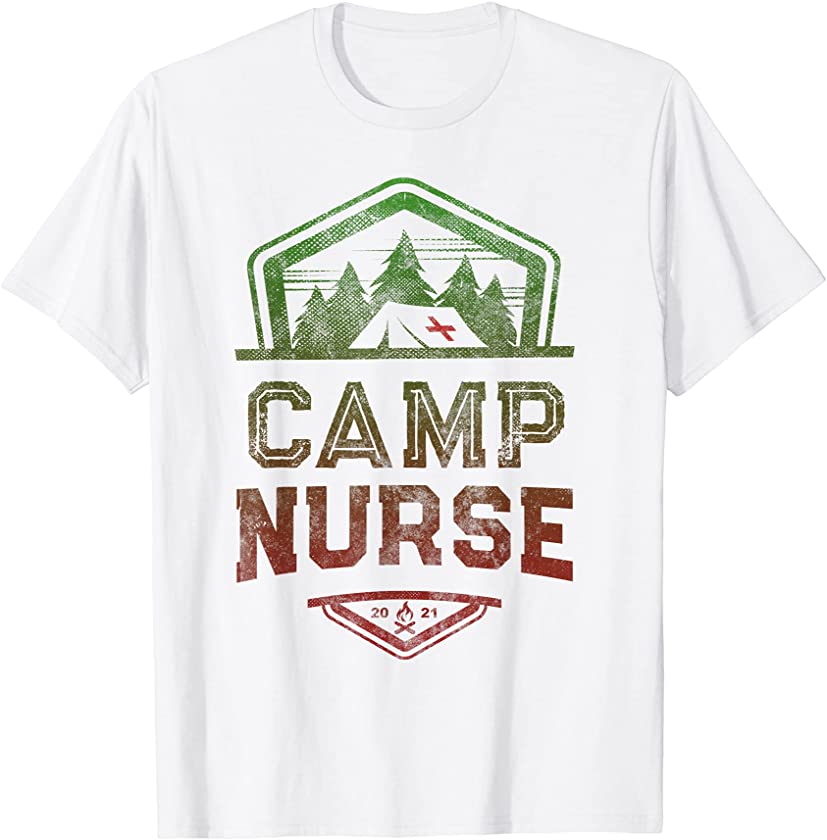 CAMP NURSE Medical Staff 2021 Summer Campground Crew Vintage T-Shirt