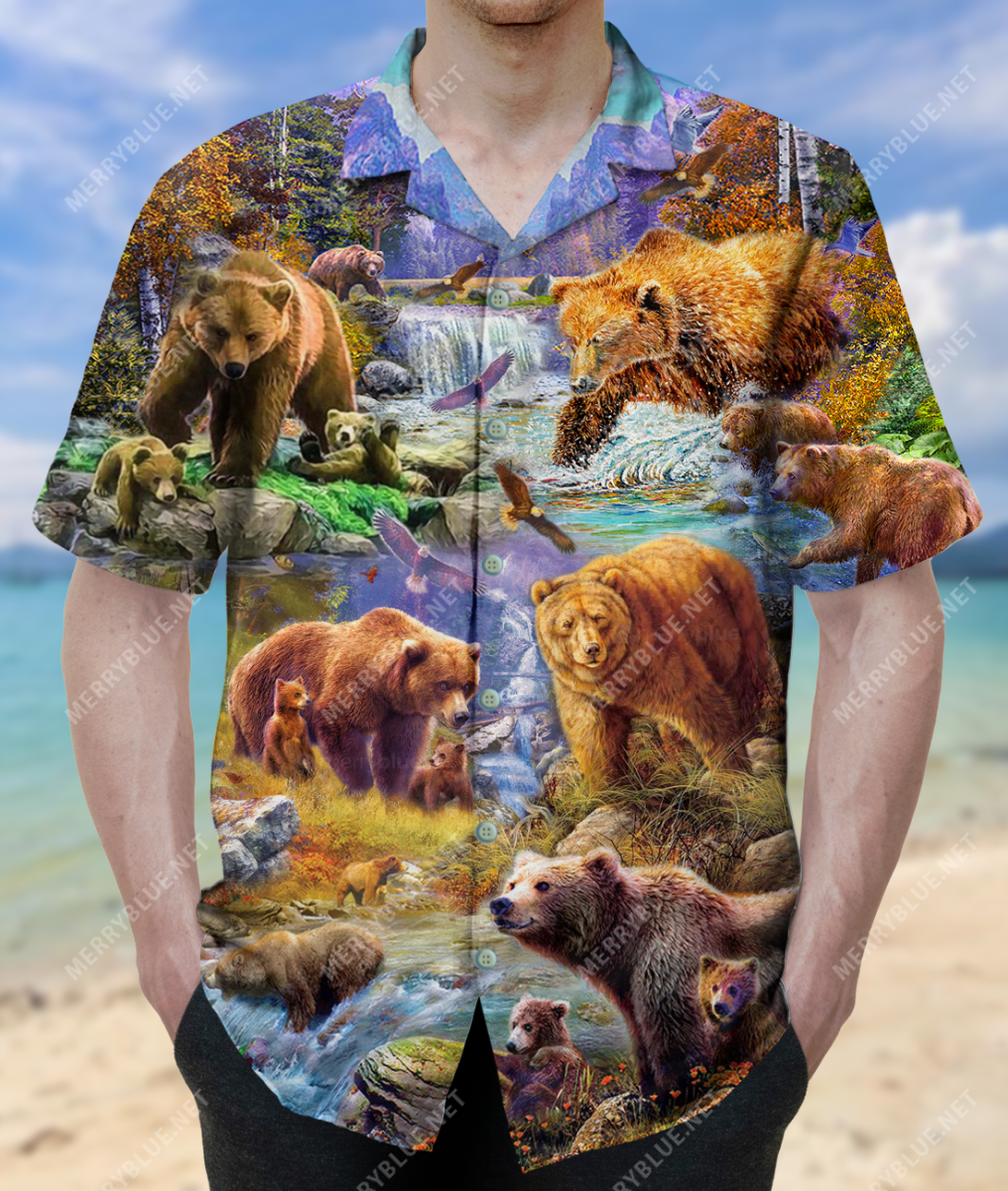 Bears In Stream Unisex Hawaiian Shirt