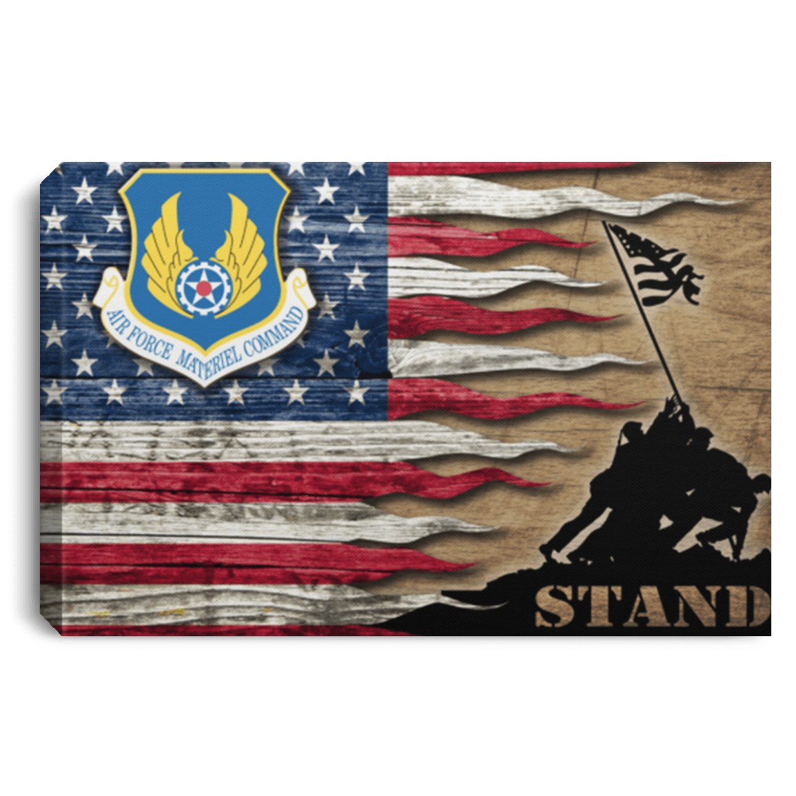 Us Air Force Materiel Command Stand For The Flag 24X16 Inches  Landscape Canvas .75In Frame