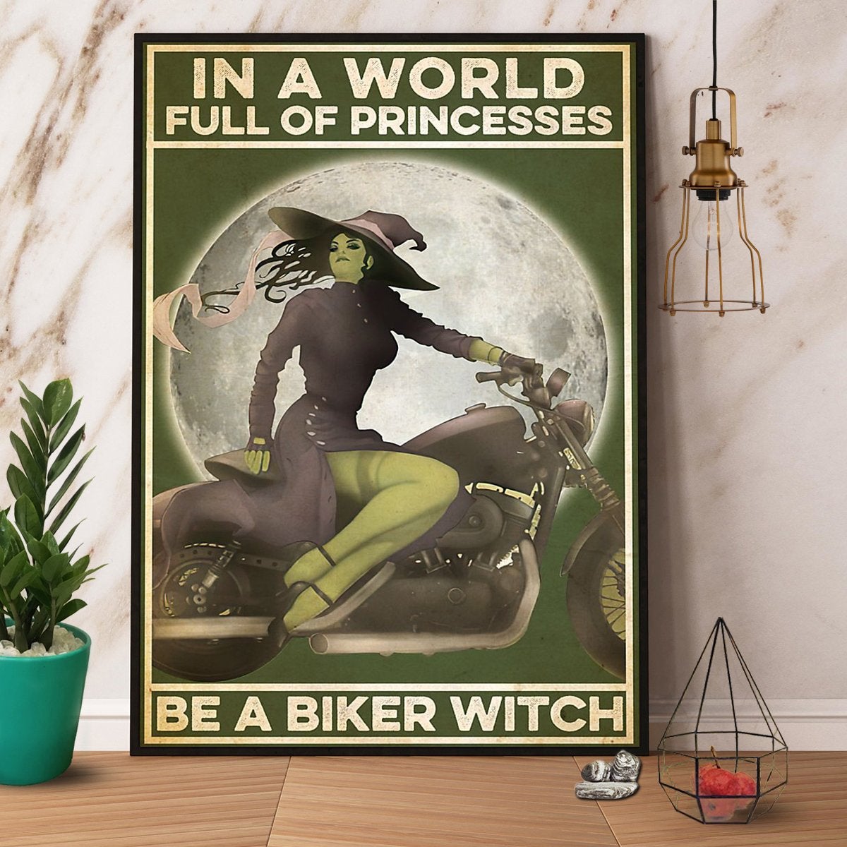 Biker In A World Full Of Princesses Be A Biker Witch Halloween Canvas And Poster, Canvas Prints, My Poster Wall, Canvas Wall Art, Wall Decor Visual Art, Halloween Gift, Happy Halloween