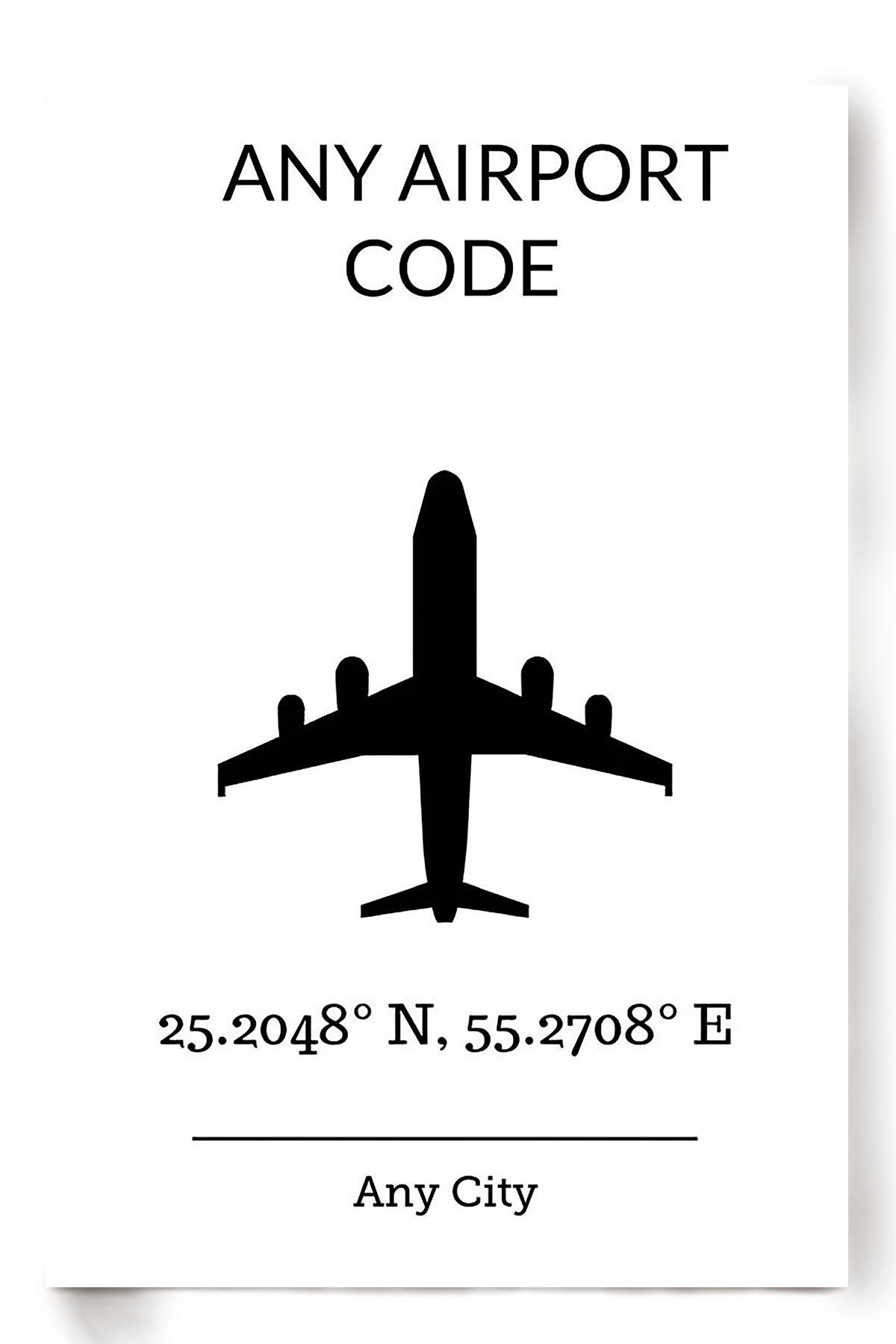 Airport Code Any City Airplane Office Wall Art Home Decor Gift Gift For Pilot Retirement Home Decor Gift Poster