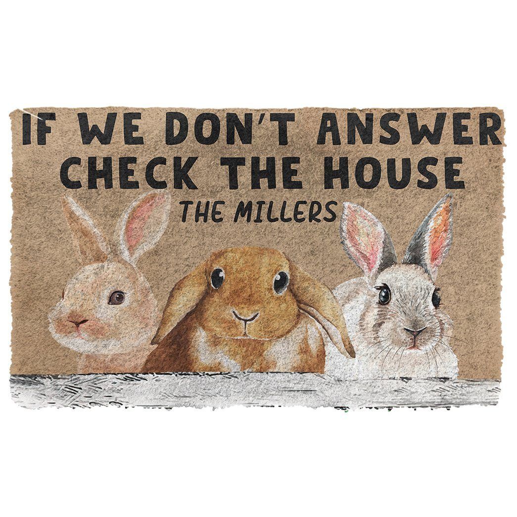 Gearhumans 3D Check The Bunny House Custom Name Doormat