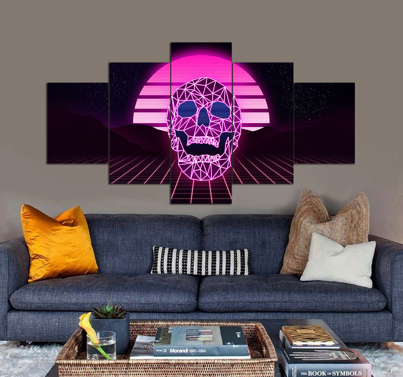 Skull Digital Art Qwe Art 3D 5 piece canvas art