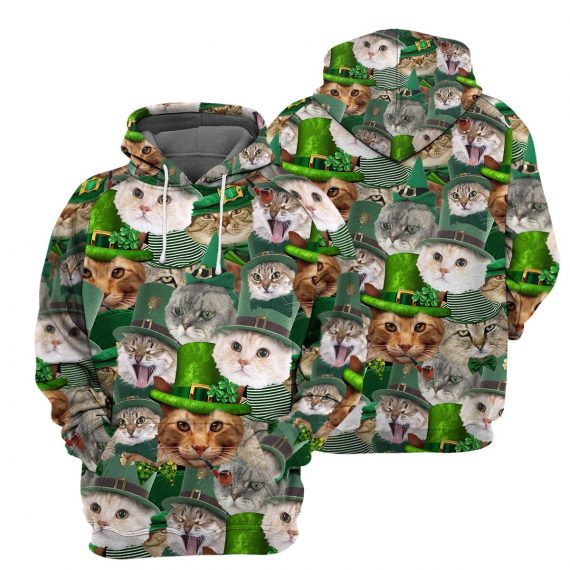 Gearhumanscat Irish All Over Print Unisex Hoodie Cat Lovers