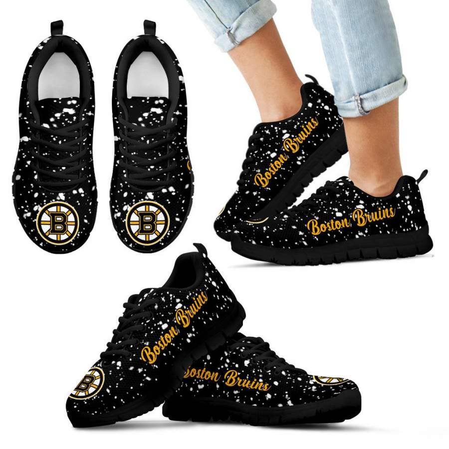 Christmas Snowing Incredible Pattern Boston Bruins Sneakers