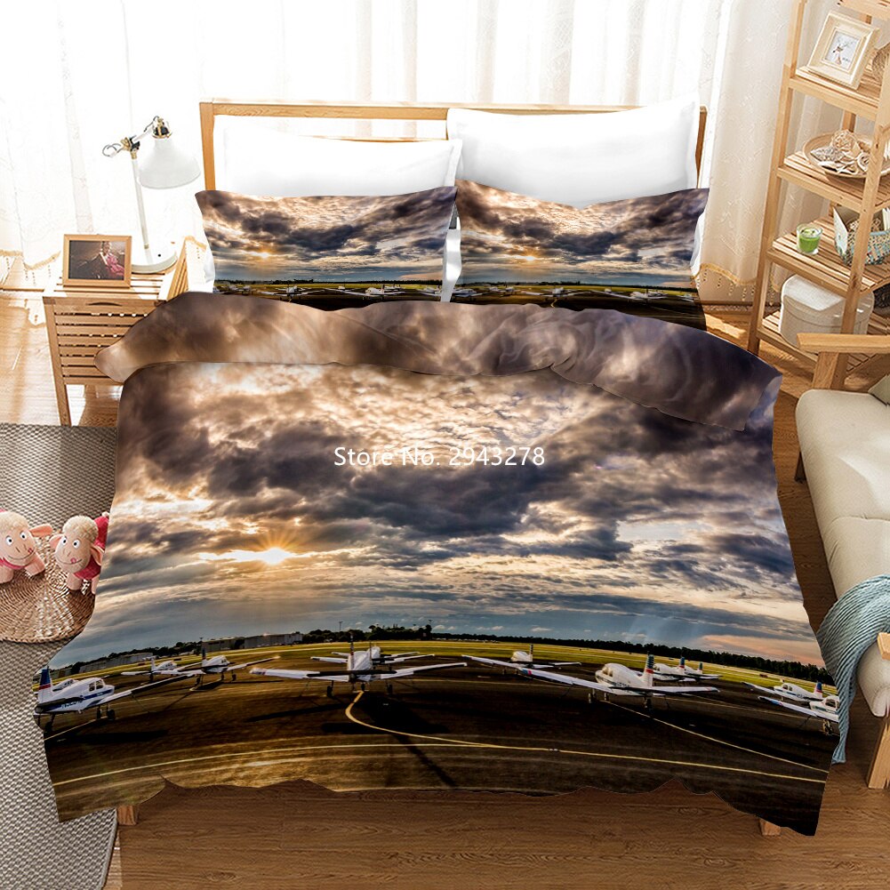 3D Bedding Set Linen Aircraft Digital Print Deluxe Full-Size Home Decor Boy Twin/King Bed/Kid Room Bedding Adult Child Duvet Covers