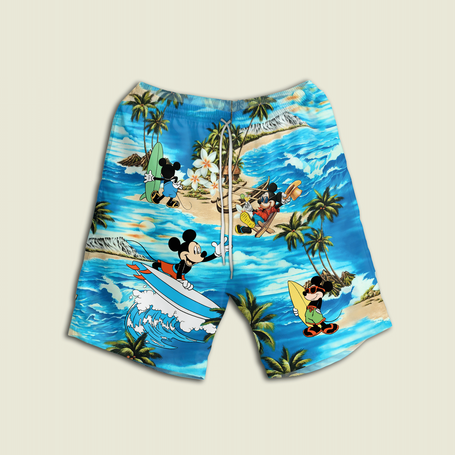 Mickey Mouse Surf On The Waves Youth Adult Hawaii Short Ha77476