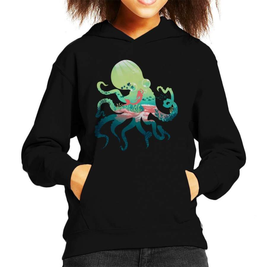 Octopus Mermaid Silhouette Kid’s Hooded Sweatshirt