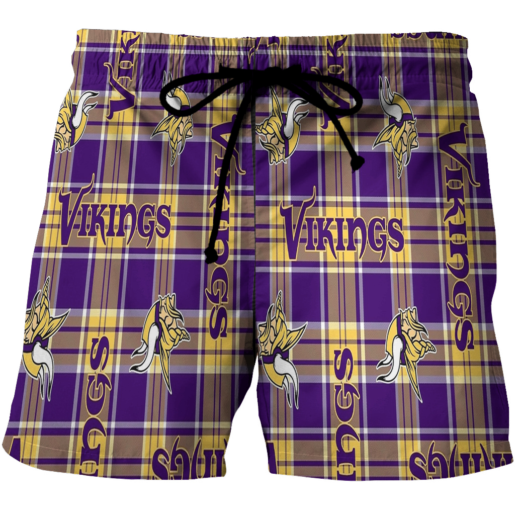 Minnesota Vikings Emblem V12 3D All Over Print Summer Beach Hawaiian Short