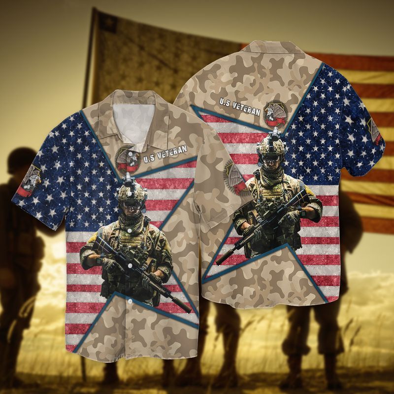 Of July Independence Day Memorial Veteran Graphic Print Short Sleeve Hawaii Casual Shirt Ha94781