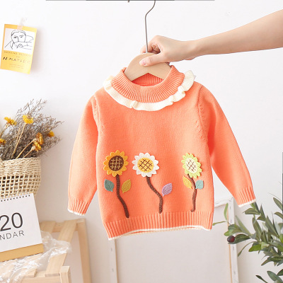 Children Sweater Newest Winter Full Sleeve 3D Falower Tops Coat Knitting Jacket Toddler Kids Baby Girls Casual Clothes alx