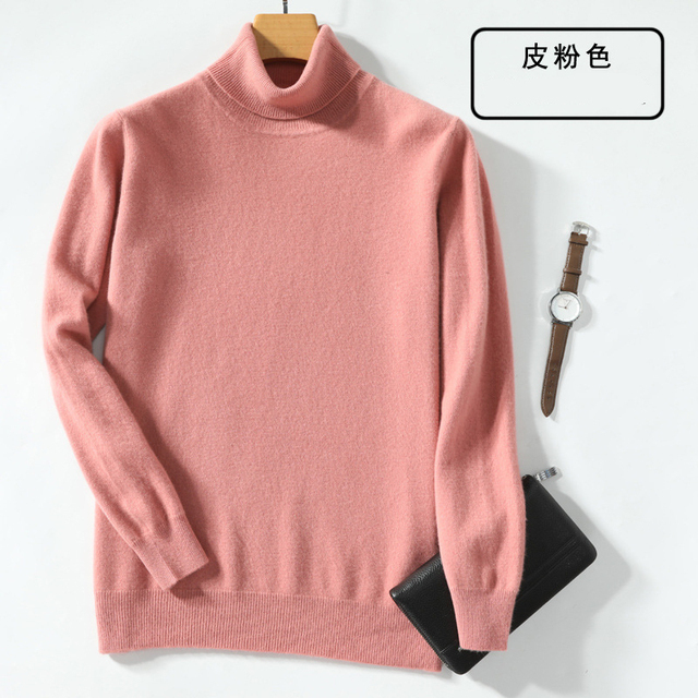 100% Cashmere Wool Turtleneck Men Knit Sweater 2022 Autumn Winter Basics Warm High Collar Jumper Pull Homme Turtle Neck Pullover alx