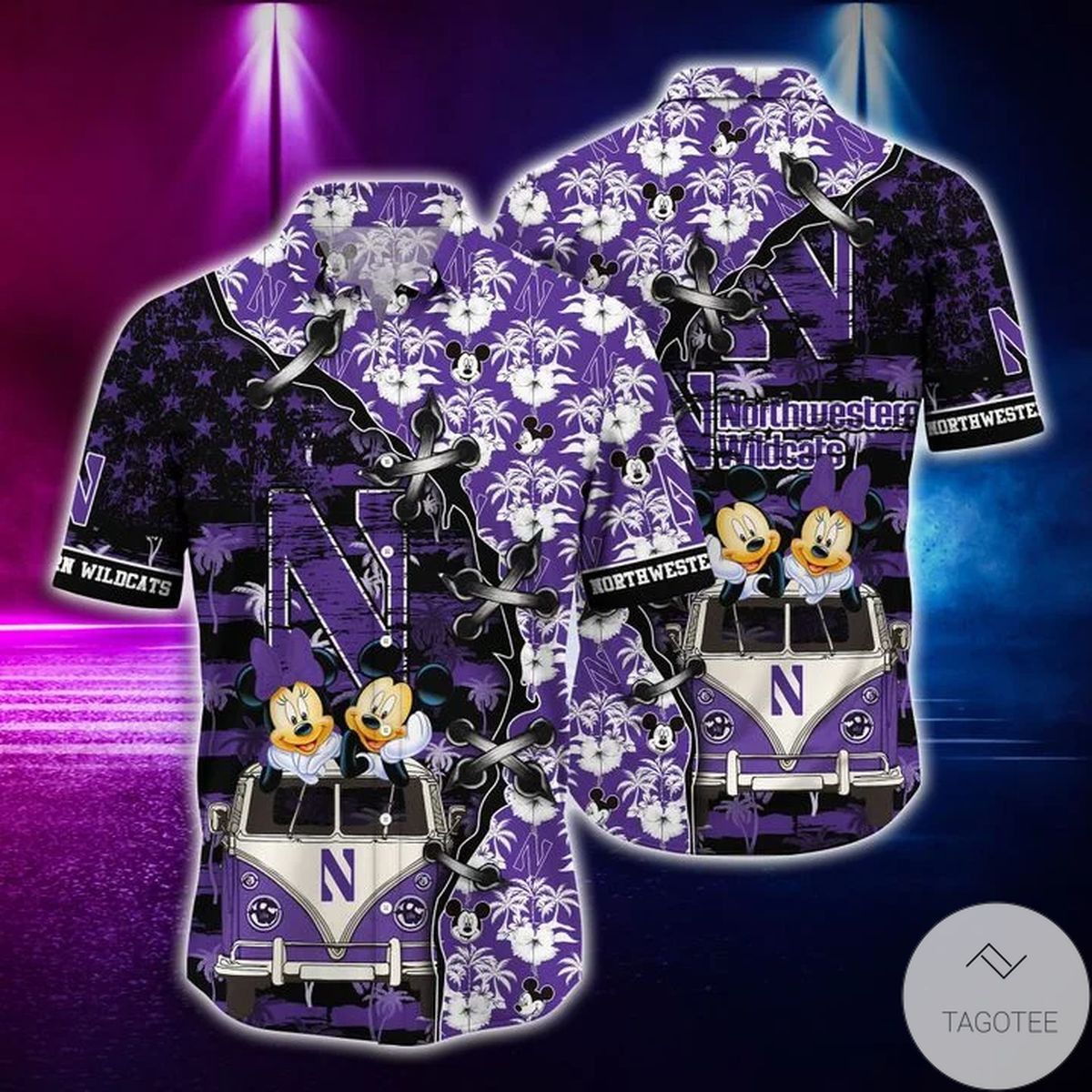 NCAA Northwestern Wildcats Mickey Mouse Trendy Hawaiian Shirt Aloha Shirt