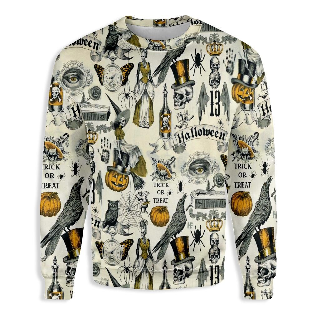 Trickery Halloween Ugly Christmas Sweater, All Over Print Sweatshirt