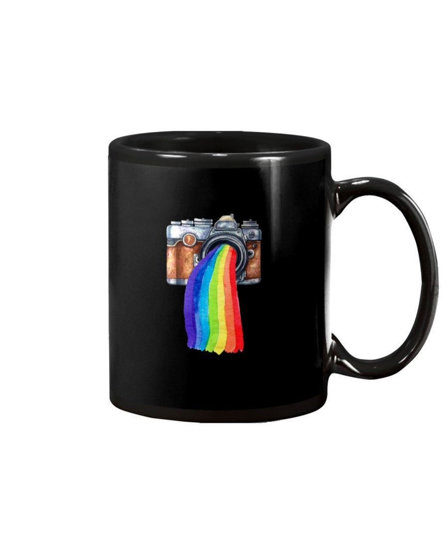 Camera Rainbow Vintage Style Gift Black Mug