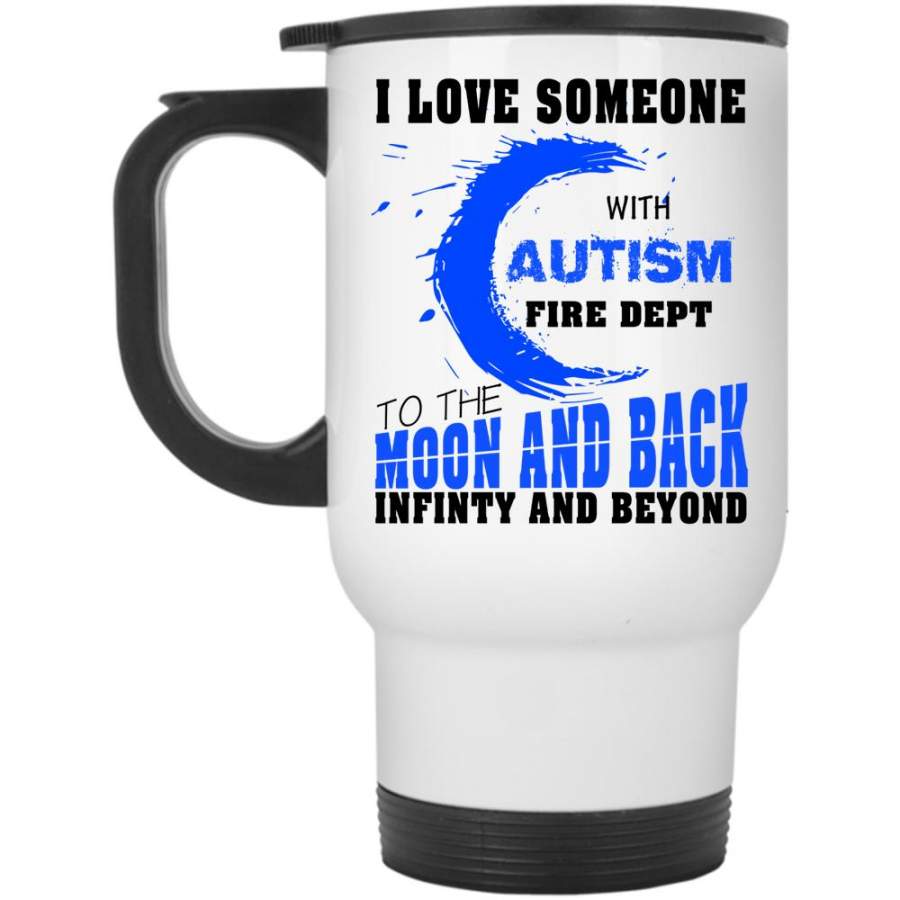 Couple Travel Mug, I Love Someone With Autism Fire Dept Mug