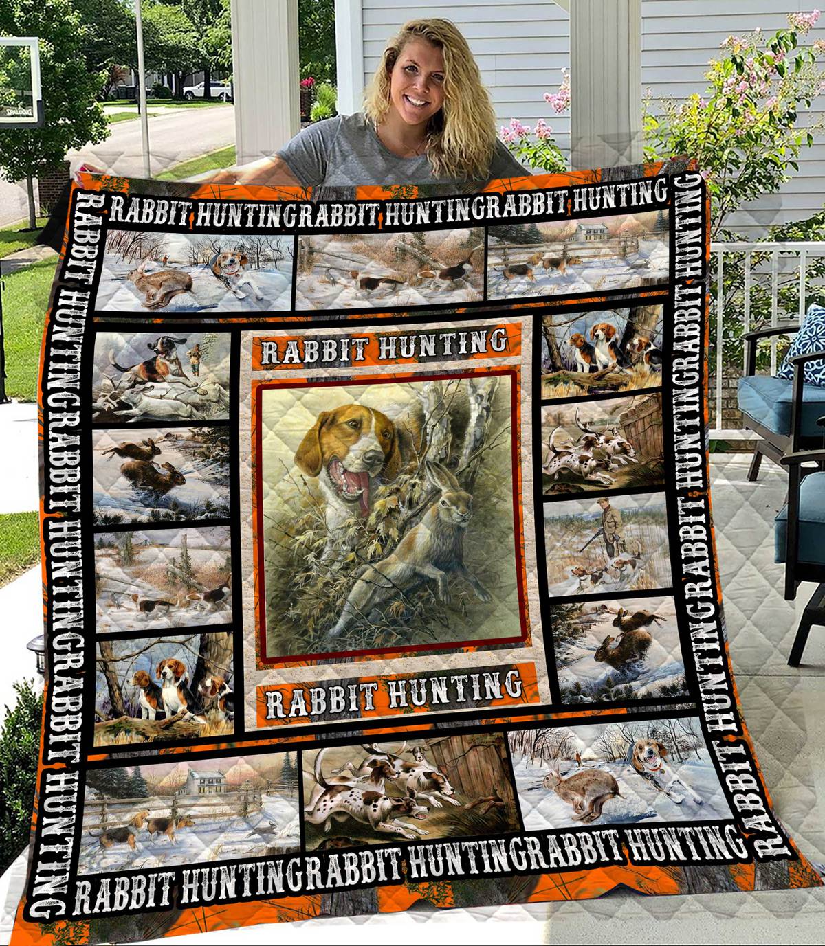 Rabbit Hunting Fleece Blanket – Quilt Blanket, Christmas Gift, Birthday Gift, New Year Gift, Anniversary Gift