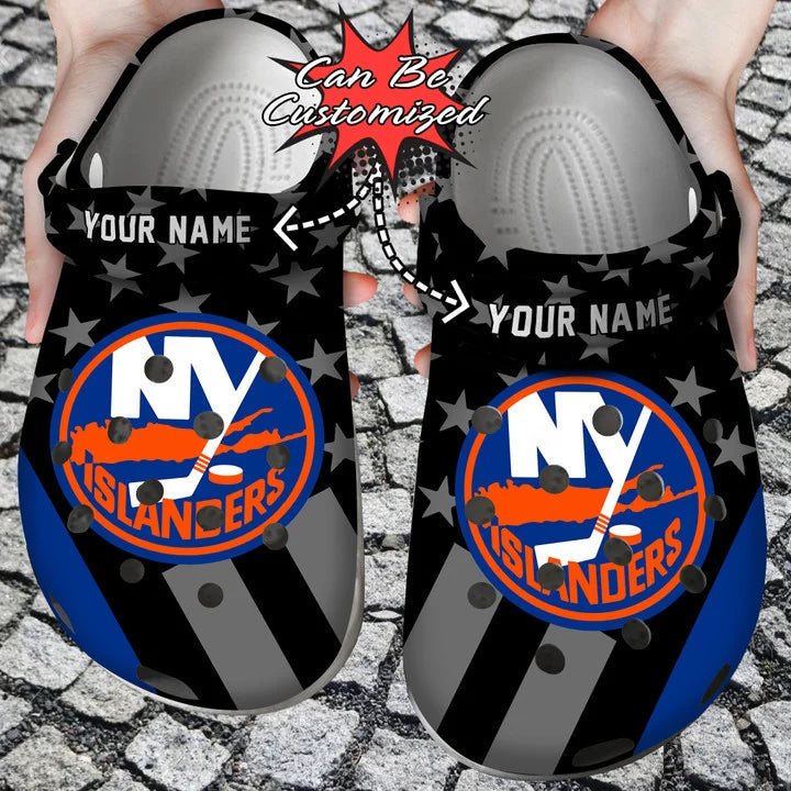 Hockey Crocs – Personalized New York Islanders Star Flag Clog Shoes