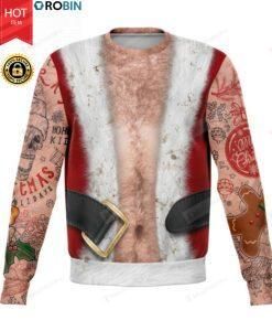 White Skin Tattoo Hairy Body Christmas For Unisex Ugly Christmas Sweater, All Over Print