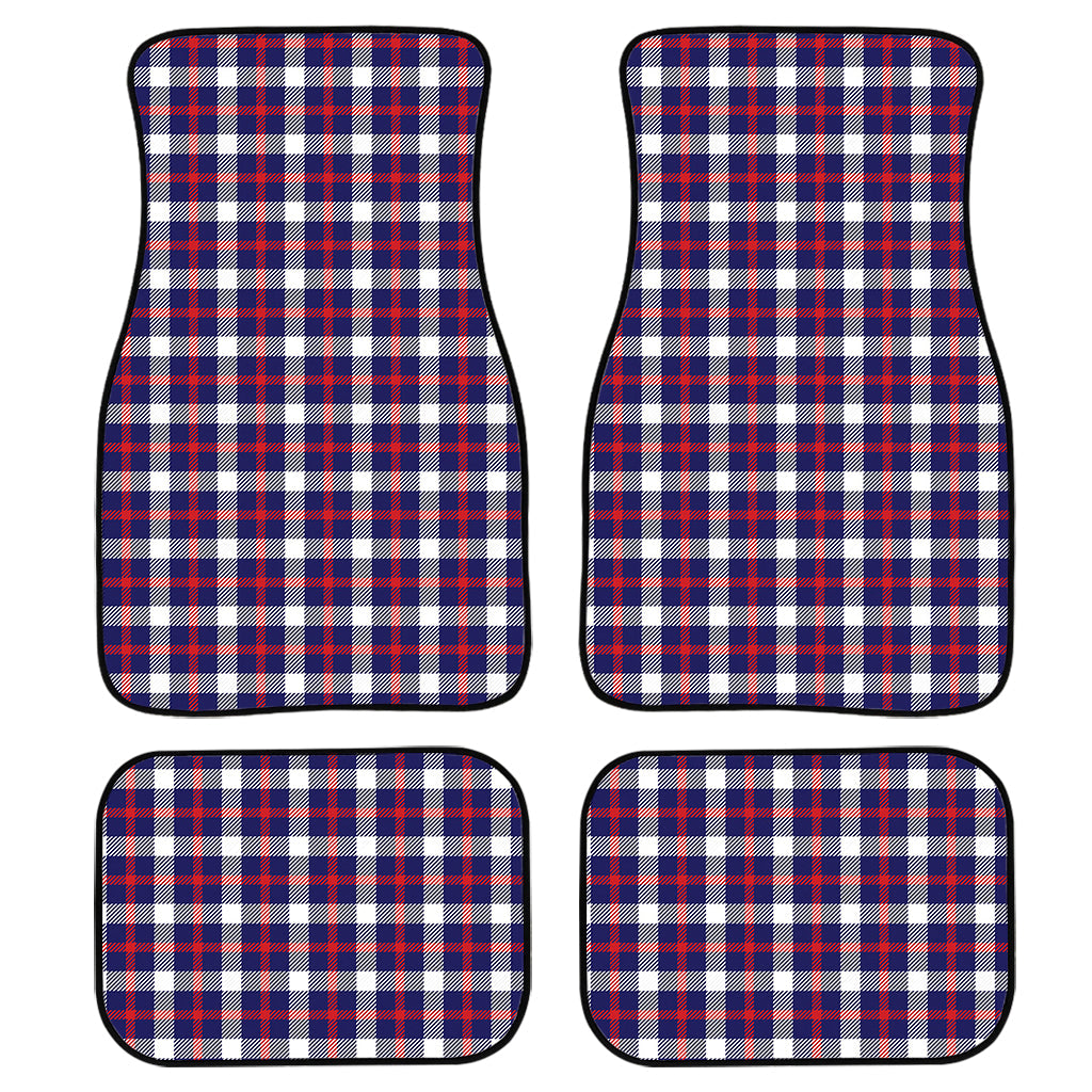 American Patriotic Plaid Print Front And Back Car Floor Mats, Front Car Mat