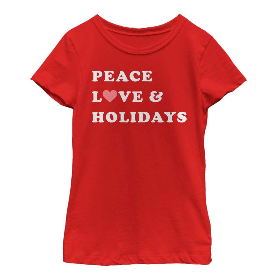 CHIN UP Girl’s Christmas Peace & Love  T Shirt