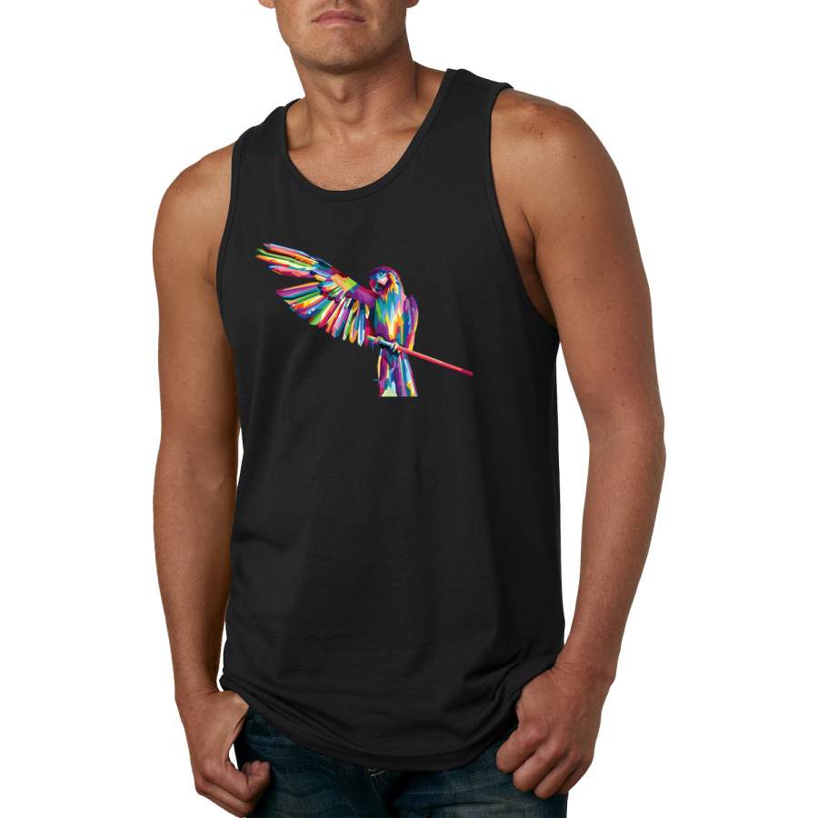 Rainbow Trippy Psychedelic Parrot  Animal Lover Graphic Tank Top