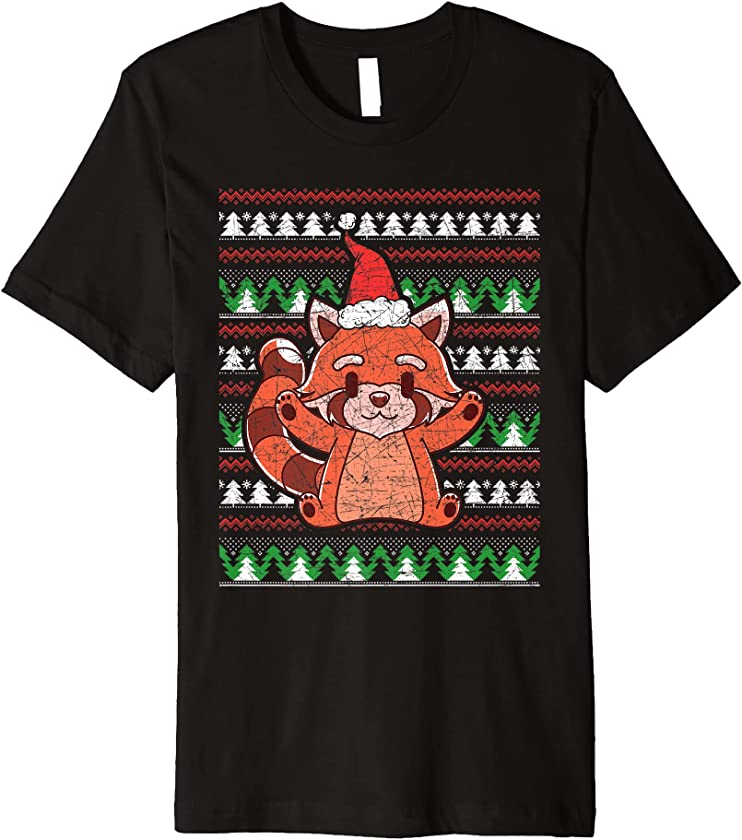 Ugly Christmas Animal Merry Xmas Cute Red Panda Premium T-Shirt